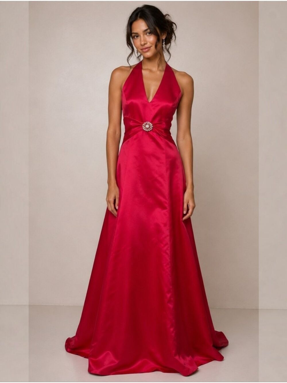 Vintage Jessica McClintock Gunne Sax Pink Satin Halter Gown Vintage Size 13/14